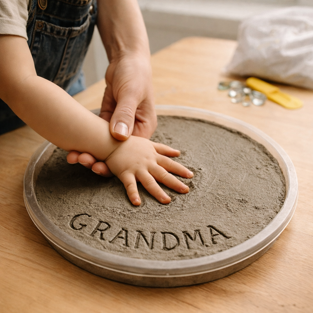 Personalized Grandma's Garden DIY Stepping Stone Kit Handprint Footprint Mother's Day Gift
