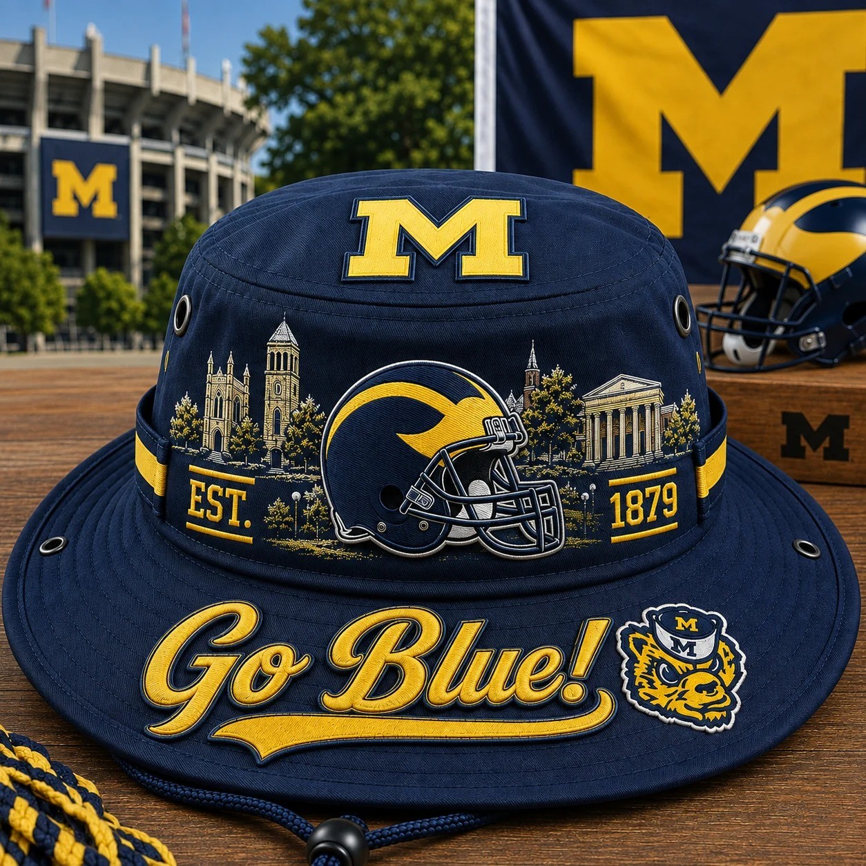 Go Blue Boonie Hat, College Football Fan Wide Brim Game Day Hat