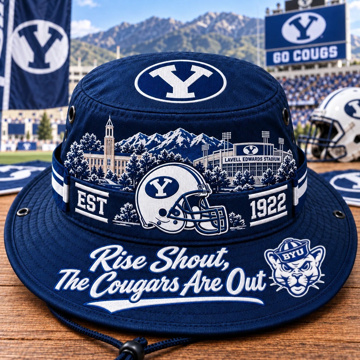 Rise Shout, The Cougars Are Out Boonie Hat, College Football Fan Wide Brim Game Day Hat