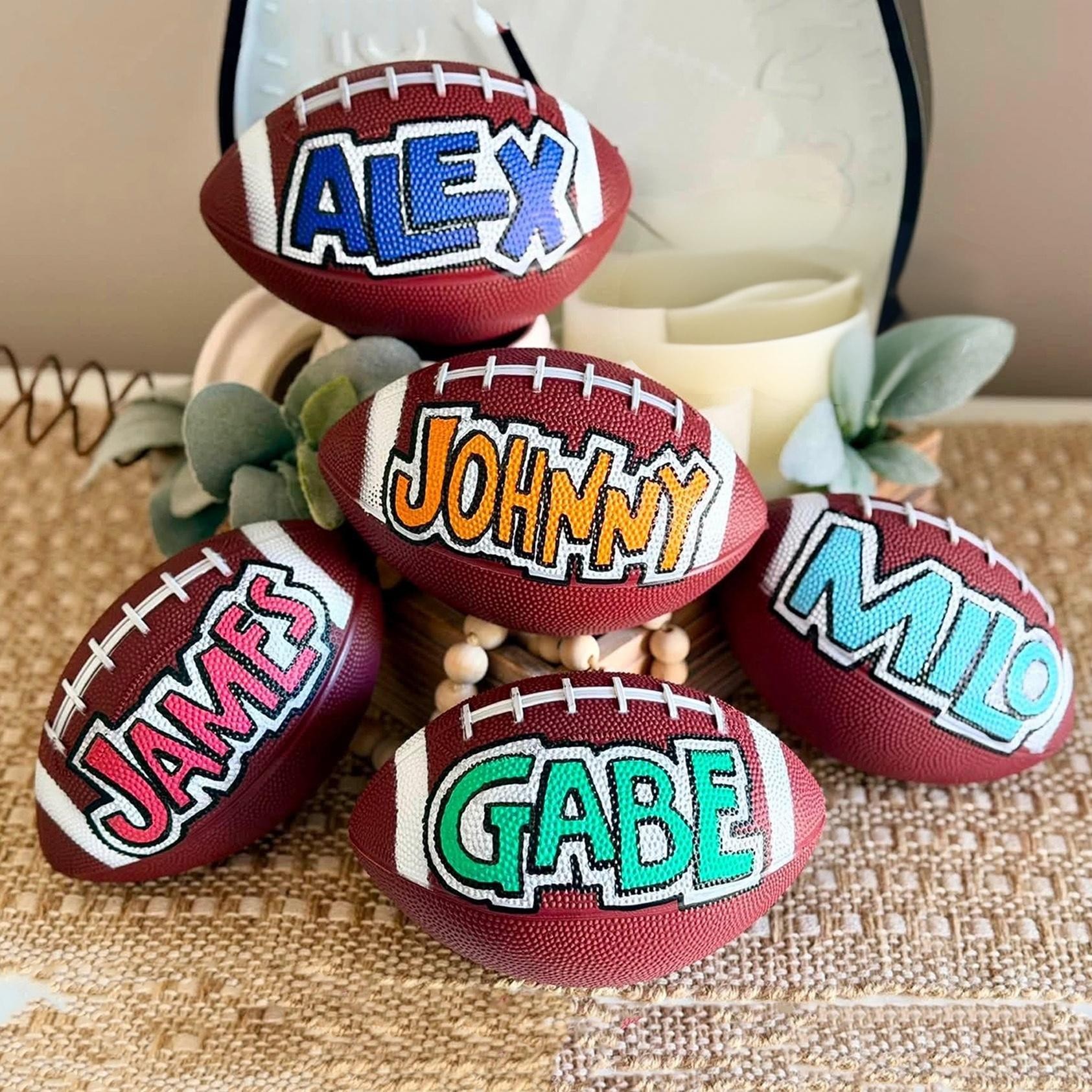 Personalized Hand-Painted Mini Footballs, Custom Name Sports Gifts, Party Favors, Team Gifts, Kids Room Decor