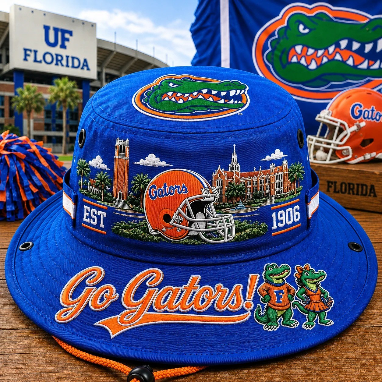 Go Gators Boonie Hat, College Football Fan Wide Brim Game Day Hat