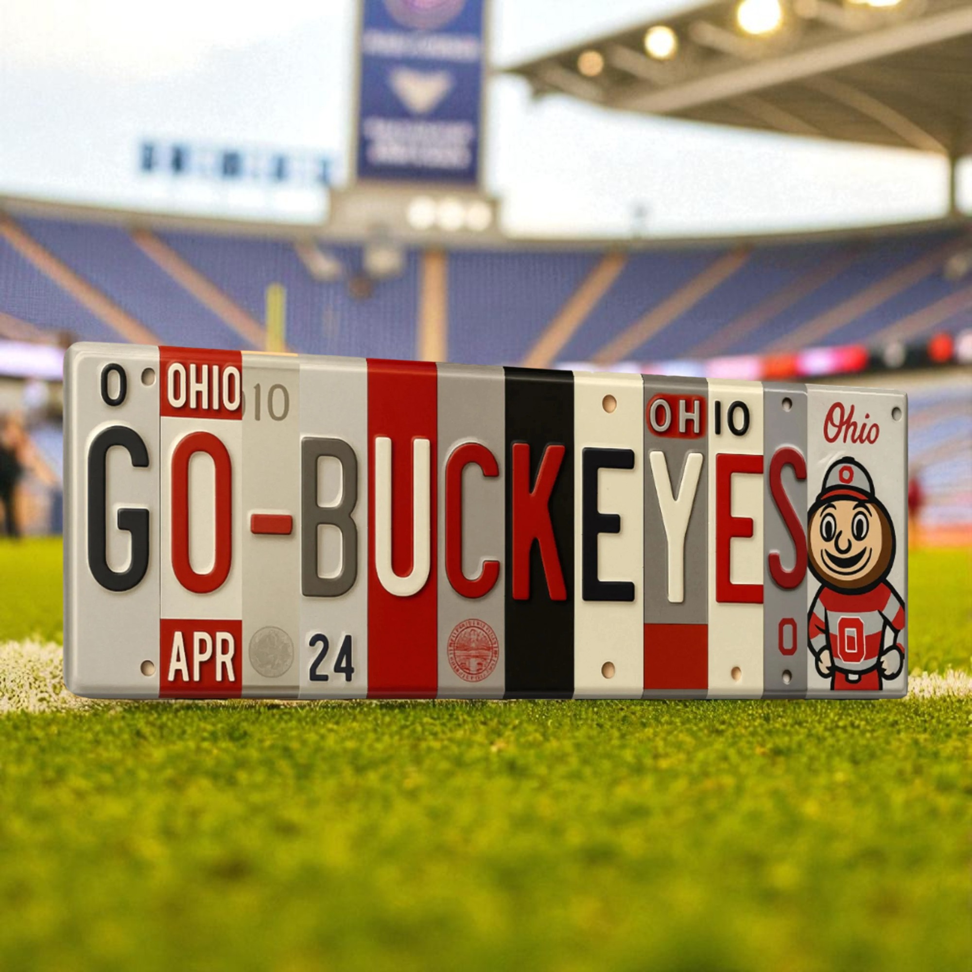 Ohio State Buckeyes License Plate Sign College Football Decor Gift for Him