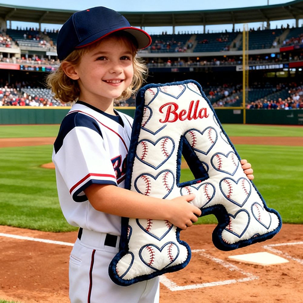 Personalized  Baseball Letter Pillow with Custom Name Design