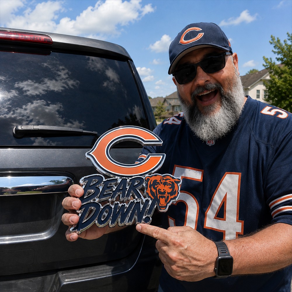 Chicago Bears 3D Metal Car Emblem Badge, Premium Football Fan Auto Decor