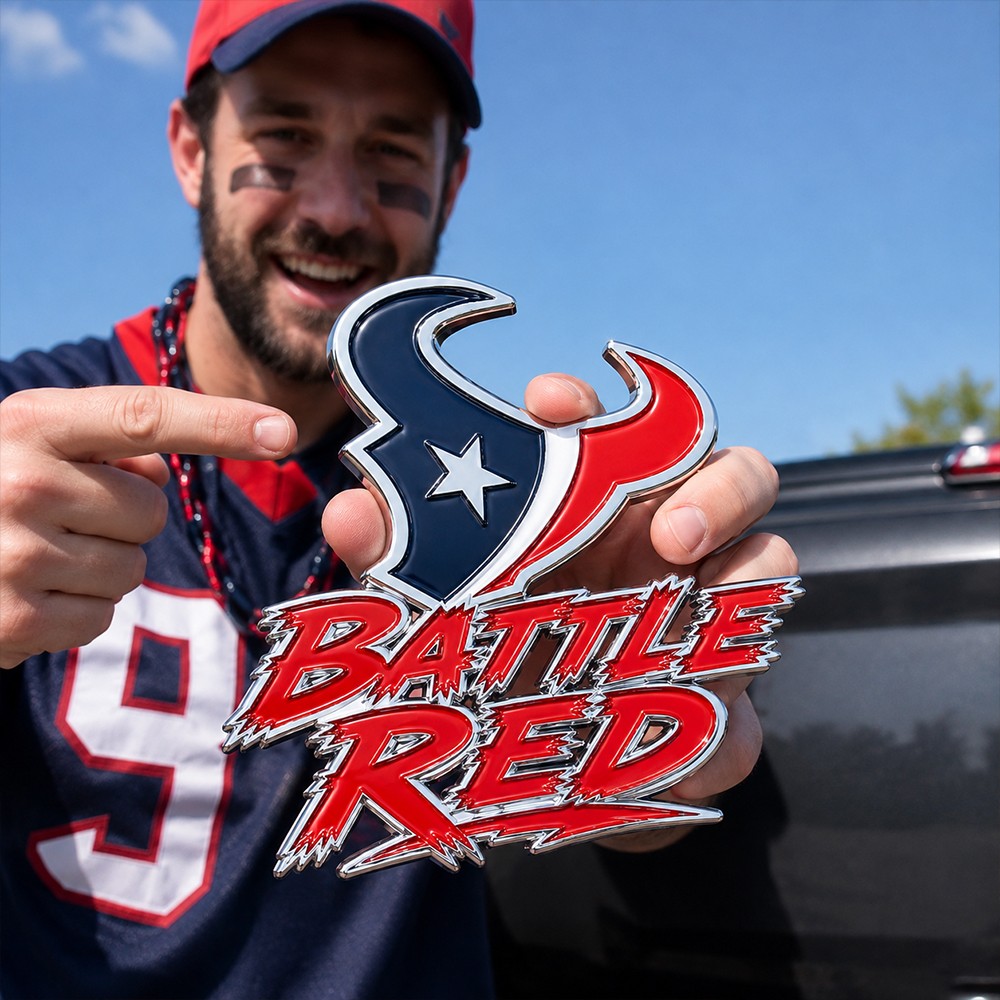 Houston Texans 3D Metal Car Emblem Badge, Premium Football Fan Auto Decor