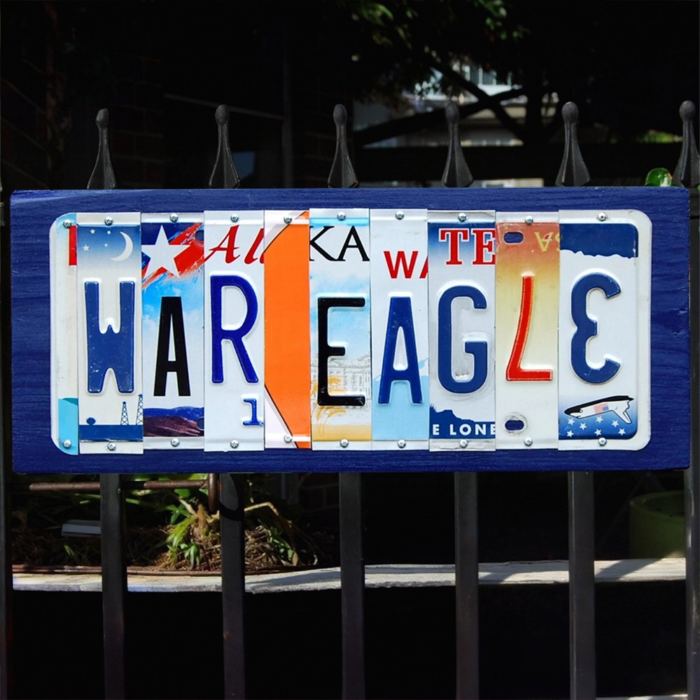 Auburn Tigers License Plate Sign Football Fan Gift Man Cave Bar Decor