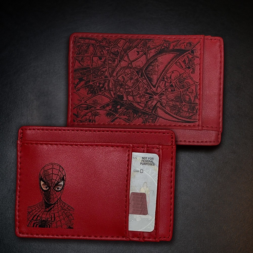 Handcrafted Web Hero Inspired Leather Card Holder Gift for Him
