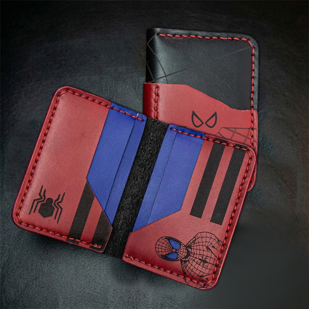 Handcrafted Web Hero Inspired Leather Wallet Gift for Him