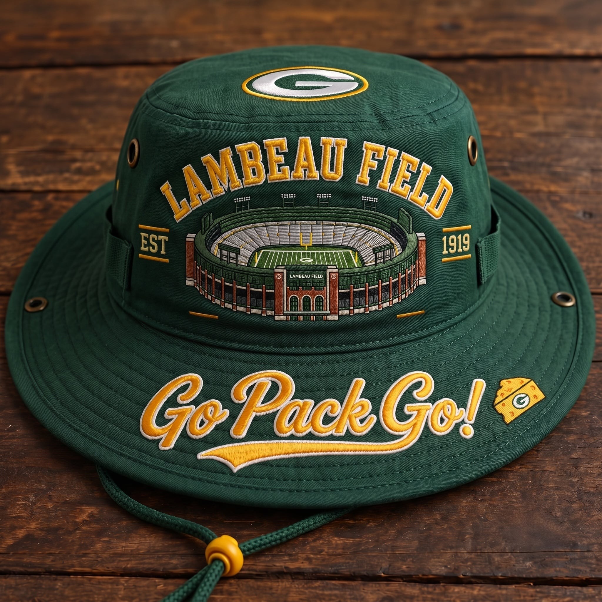 Go Pack Go Lambeau Field Boonie Hat, Football Fan Wide Brim Hat, Game Day Outdoor Hat