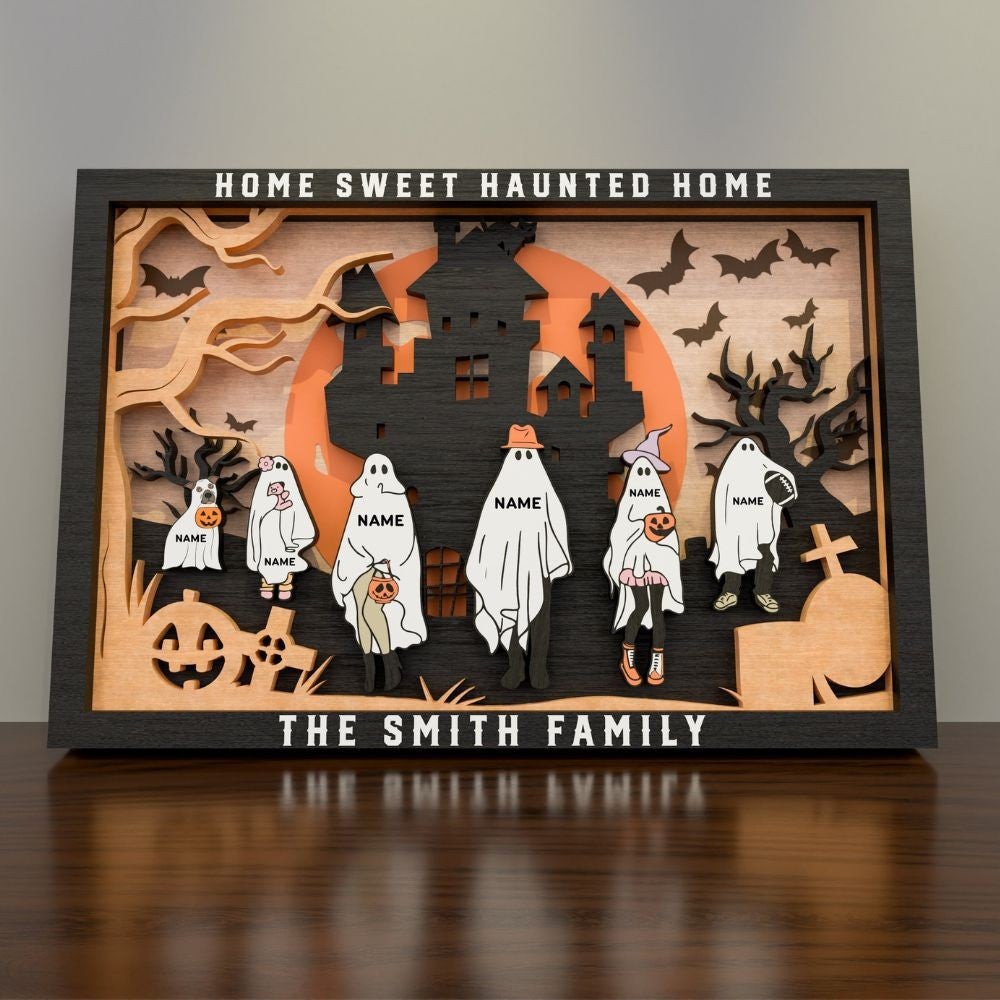 Personalized Halloween Ghost Family Boo Crew Sign Cute Spooky Home Decor