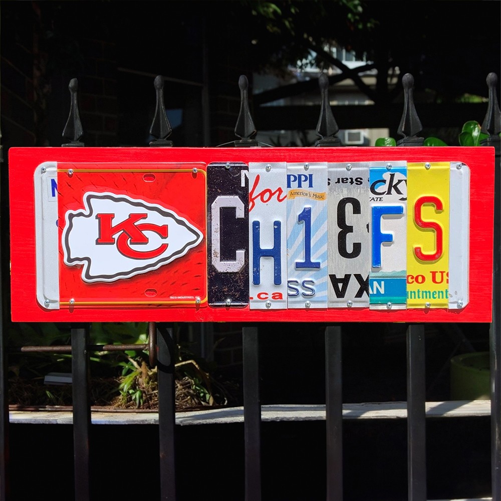 Kansas City Chiefs License Plate Sign Football Fan Gift Man Cave Bar Decor