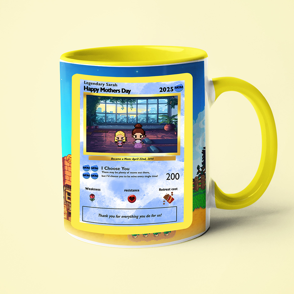 Personalized Pixel Art Coffee Mug with Custom Avatar and Sweet Text Cozy Mother's Day Gift for Mom