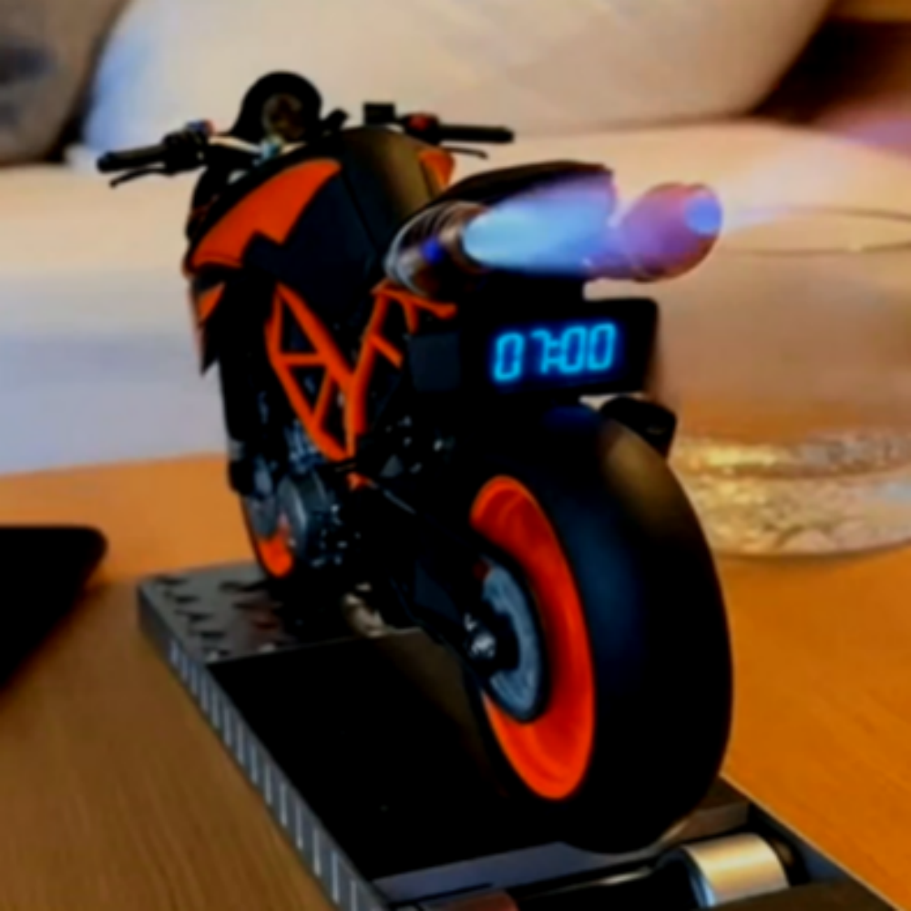 Motorcycle Alarm Clock with Realistic Engine and Light Effects Gift for Boyfriend