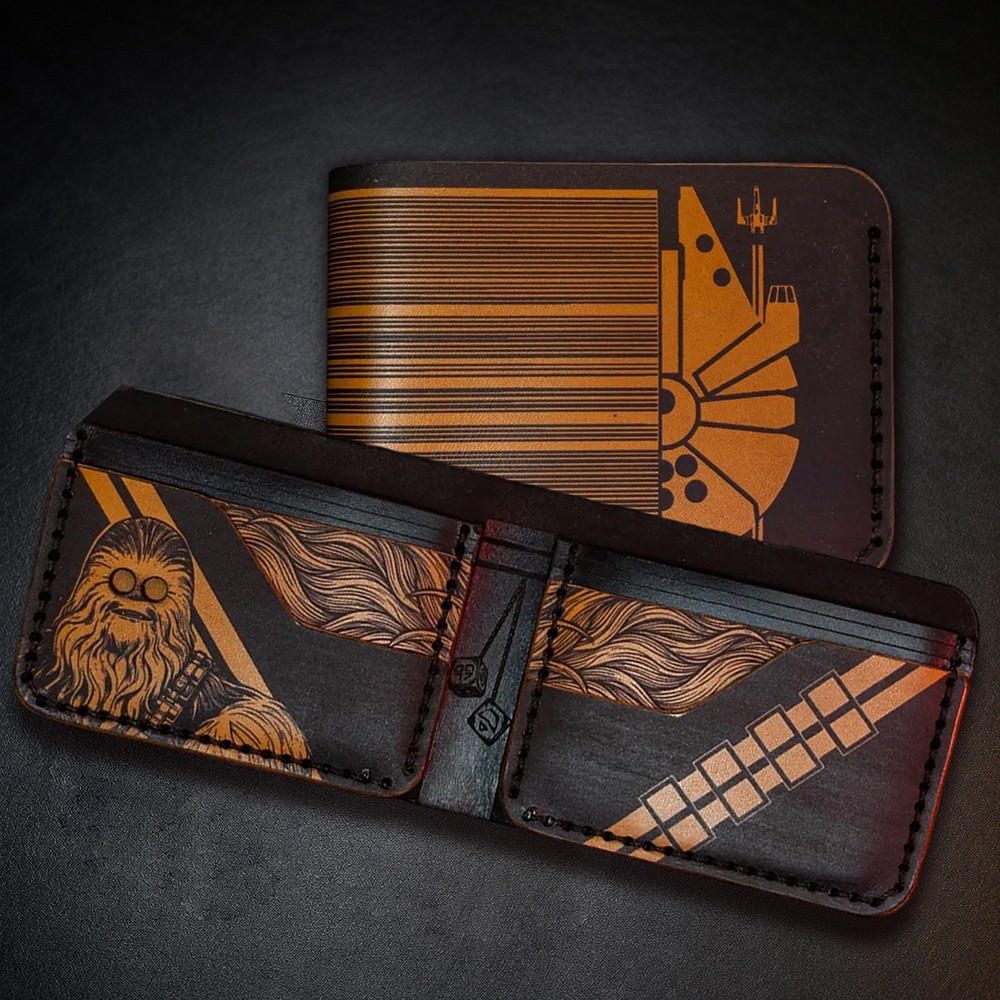 Handcrafted Sci-Fi Inspired Bifold Leather Wallet Gift for Him