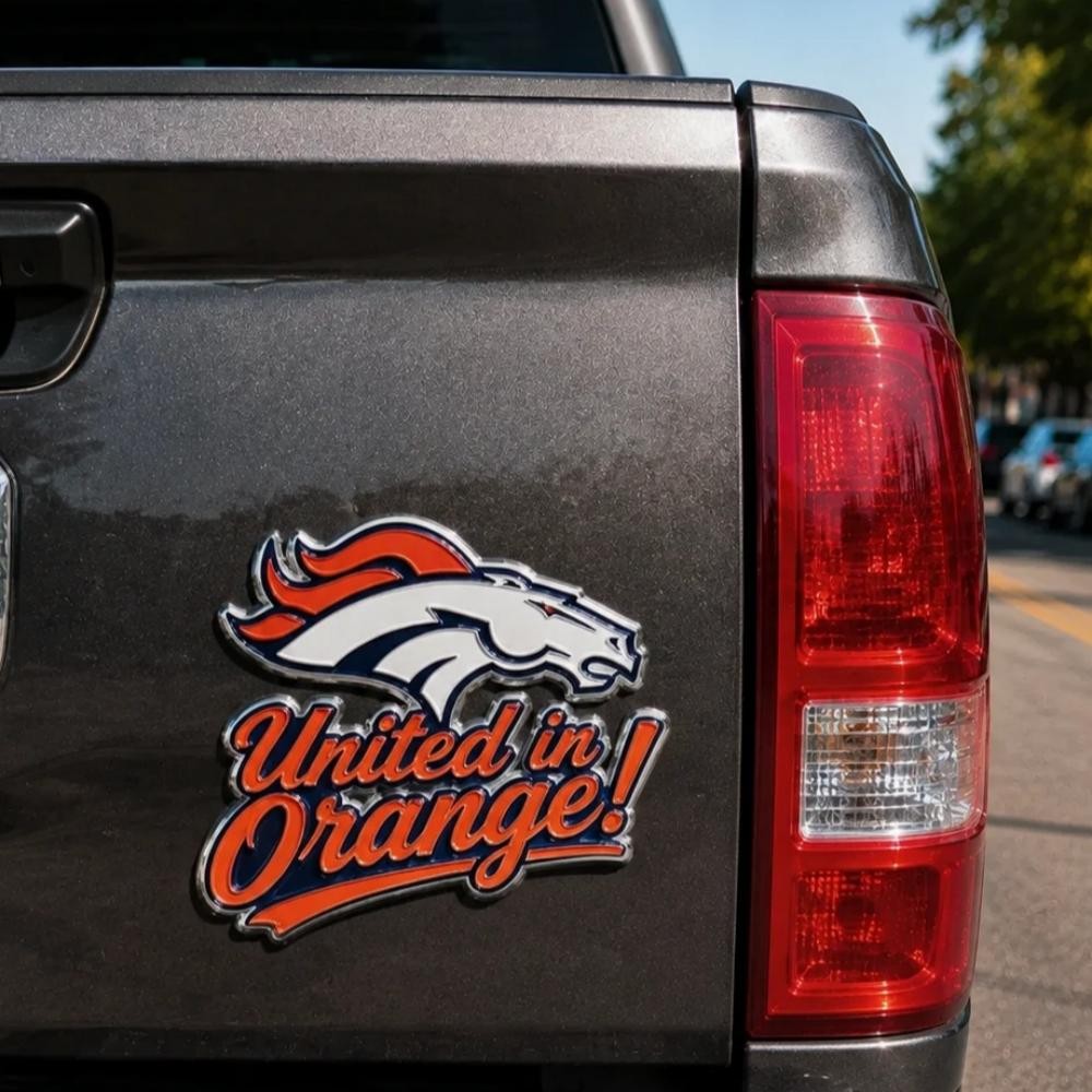 Denver Broncos 3D Metal Car Emblem Badge, Premium Football Fan Auto Decor