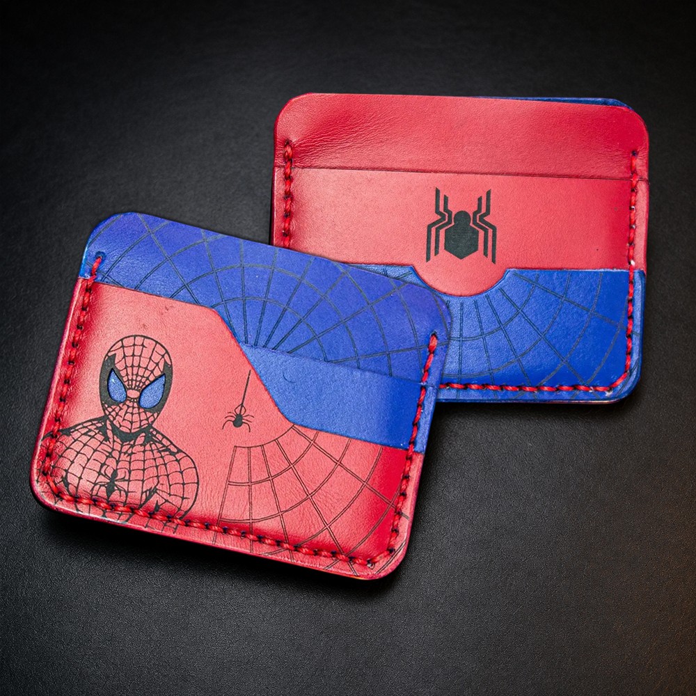 Handcrafted Web Hero Inspired Leather Card Holder Gift for Him