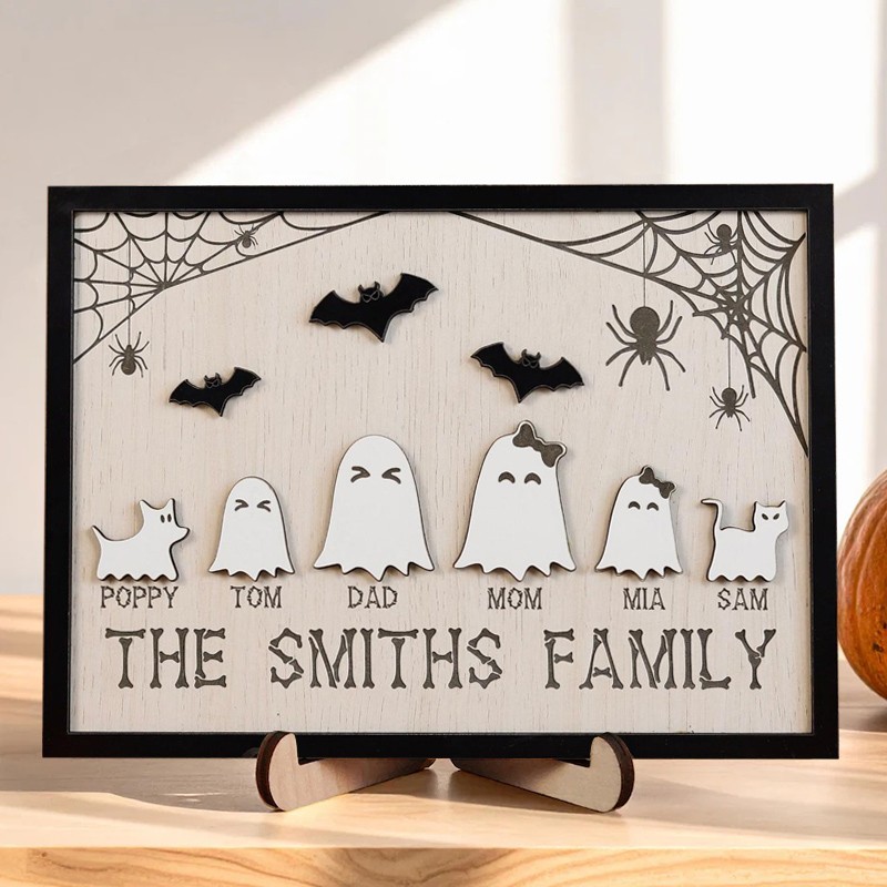 Personalized Halloween Ghost Family Boo Crew Sign Cute Spooky Home Decor