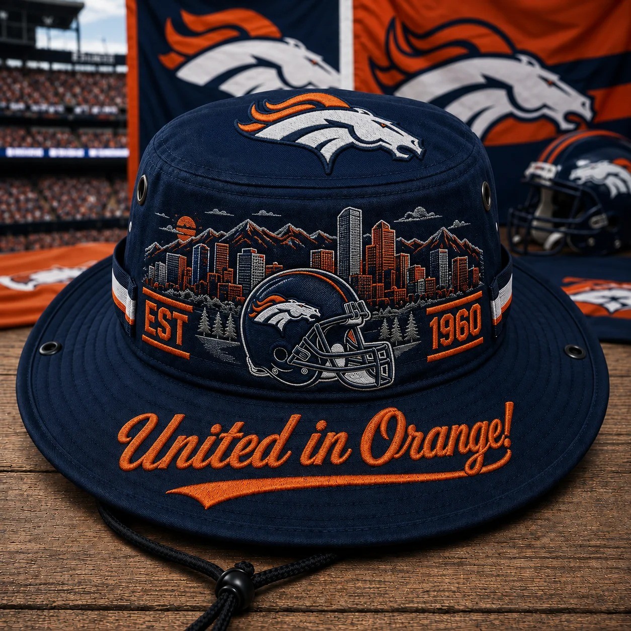 United in Orange Boonie Hat, Football Fan Wide Brim Hat, Game Day Outdoor Hat
