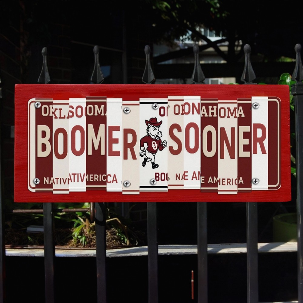 Oklahoma Sooners License Plate Sign College Football Decor Gift for Him