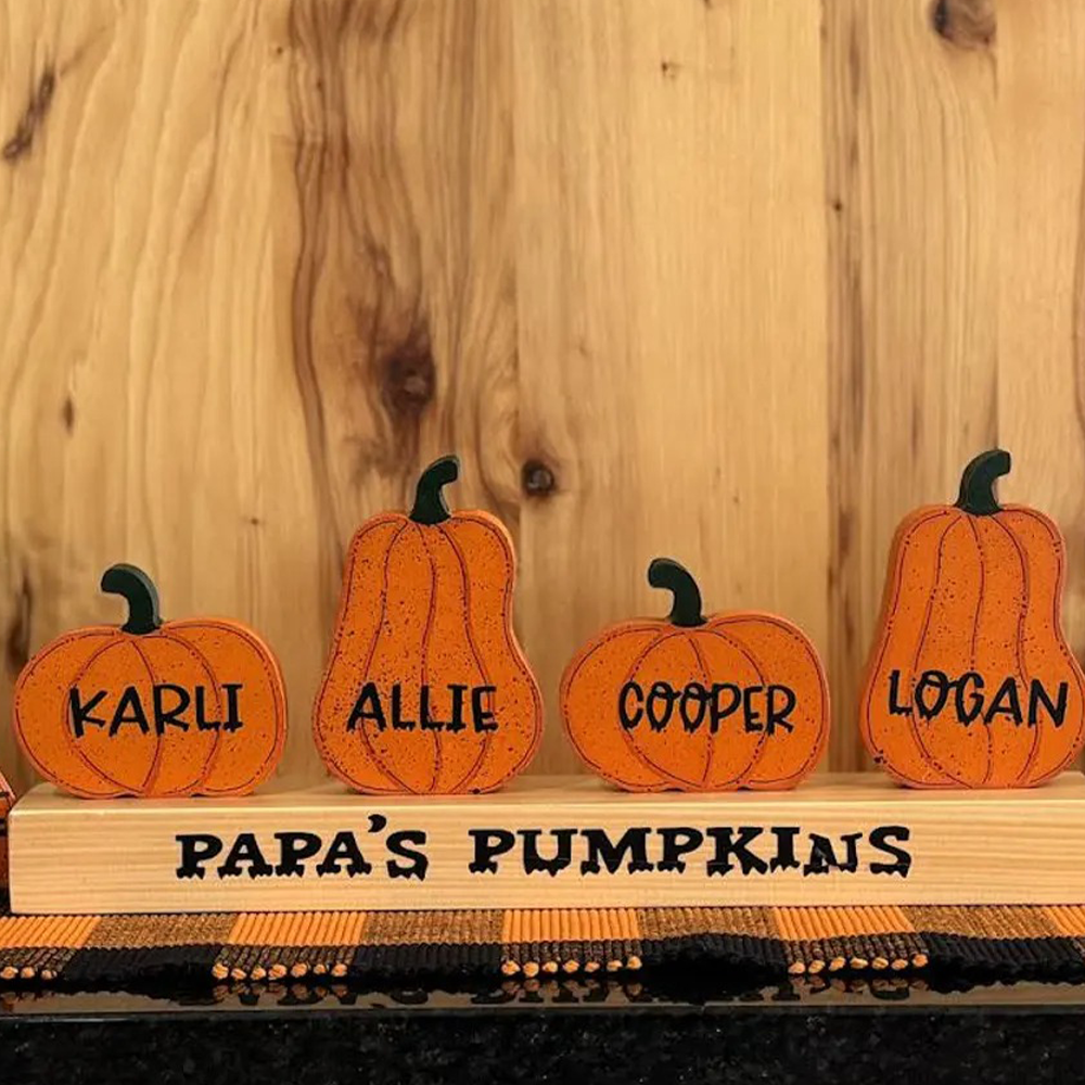 Personalized Pumpkin Family Figurines Wooden Home Decor Gift for Halloween