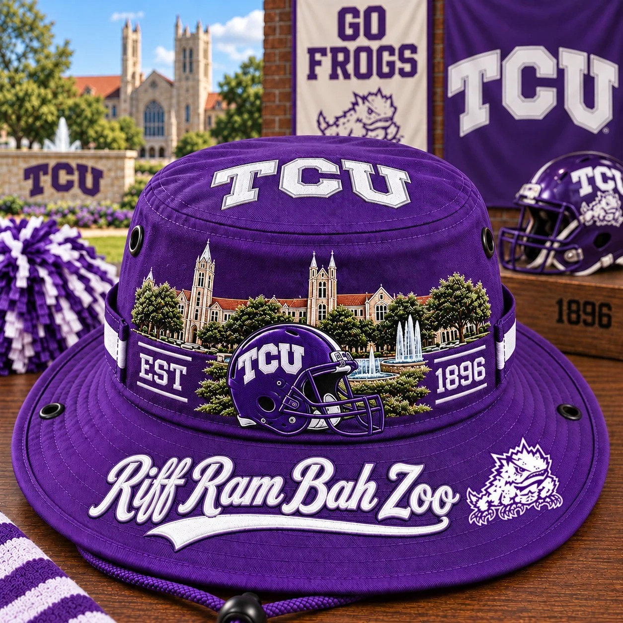 Riff Ram Bah Zoo Boonie Hat, College Football Fan Wide Brim Game Day Hat
