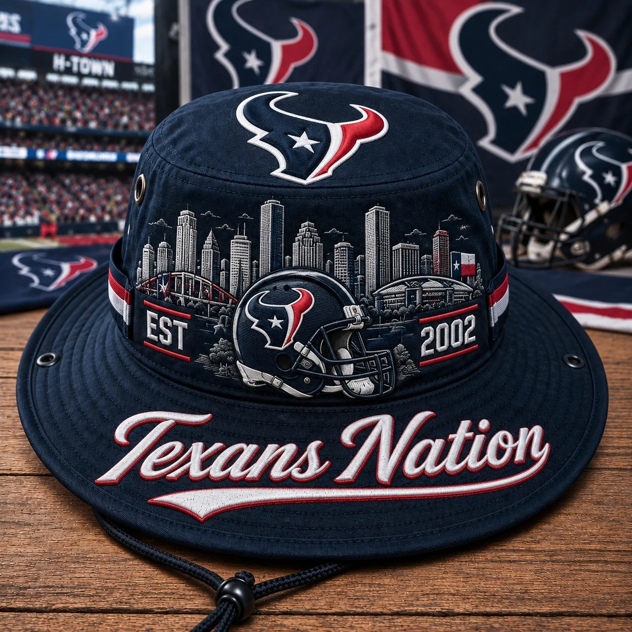 Texans Nation Boonie Hat, Football Fan Wide Brim Hat, Game Day Outdoor Hat