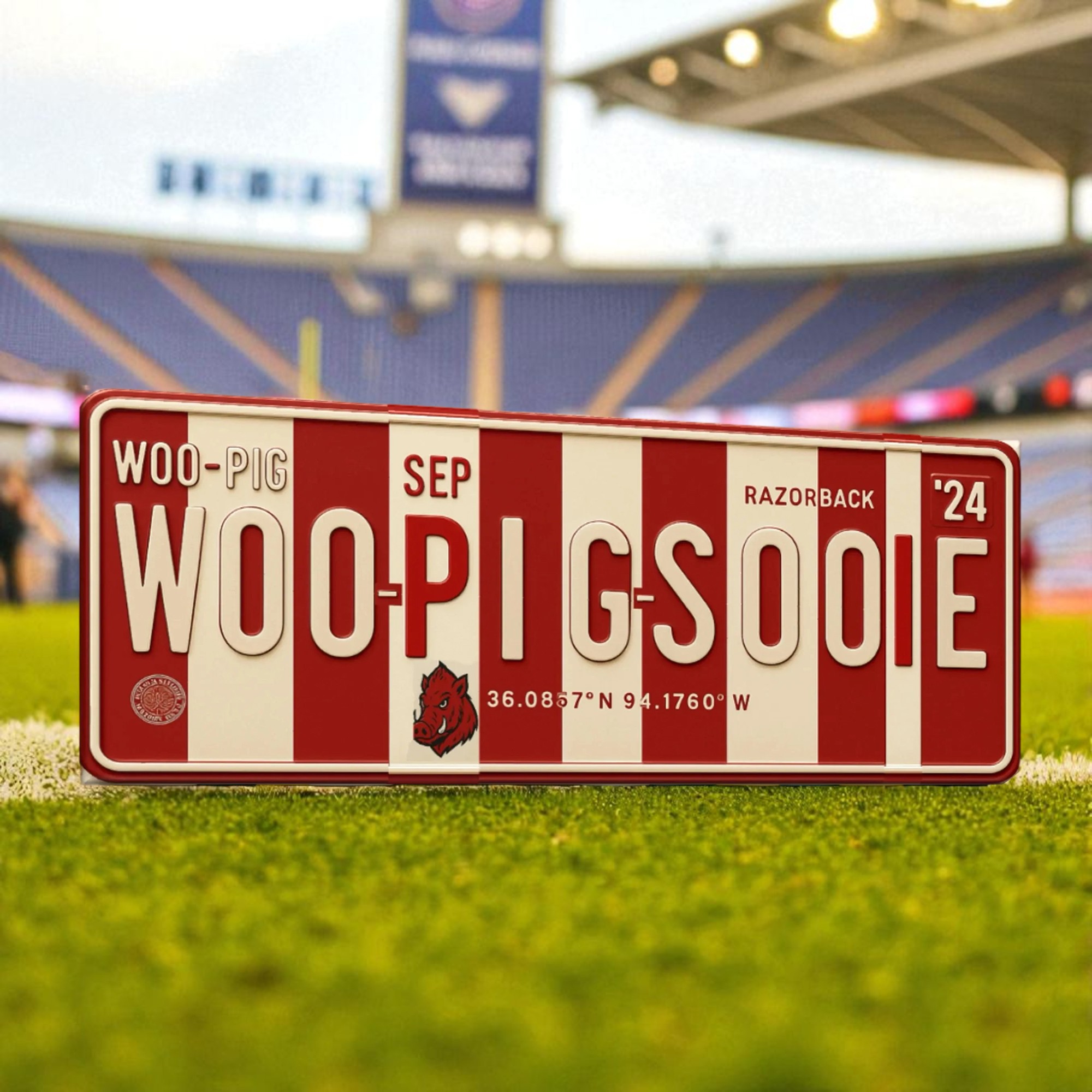 Arkansas Razorbacks License Plate Sign College Football Decor Gift for Him