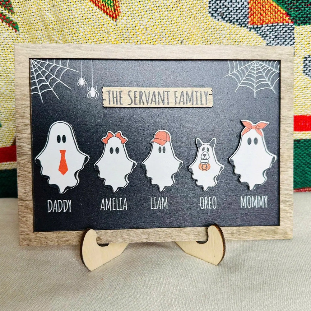 Personalized Halloween Ghost Family Boo Crew Sign Cute Spooky Home Decor