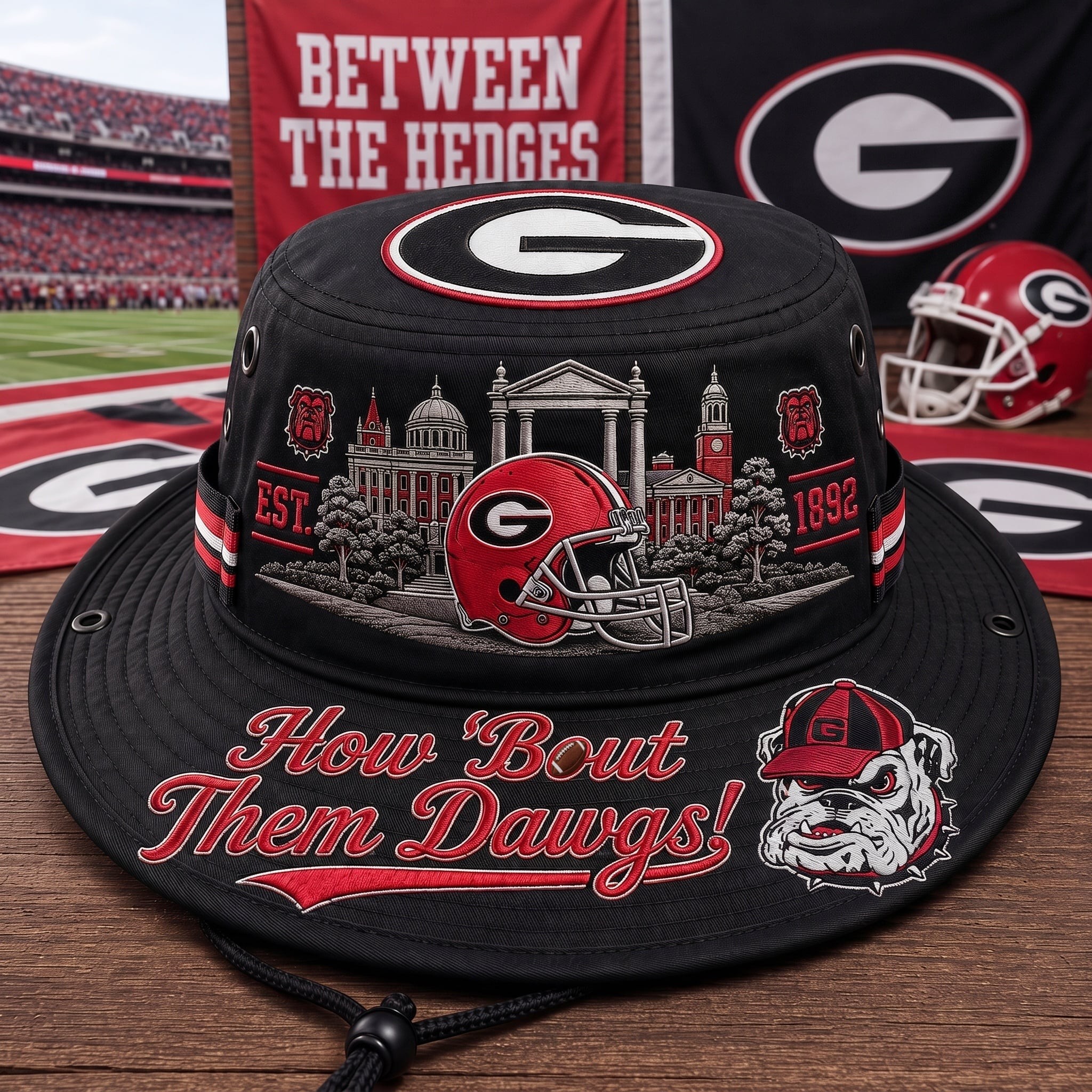 How ’Bout Them Dawgs Boonie Hat, College Football Fan Wide Brim Game Day Hat