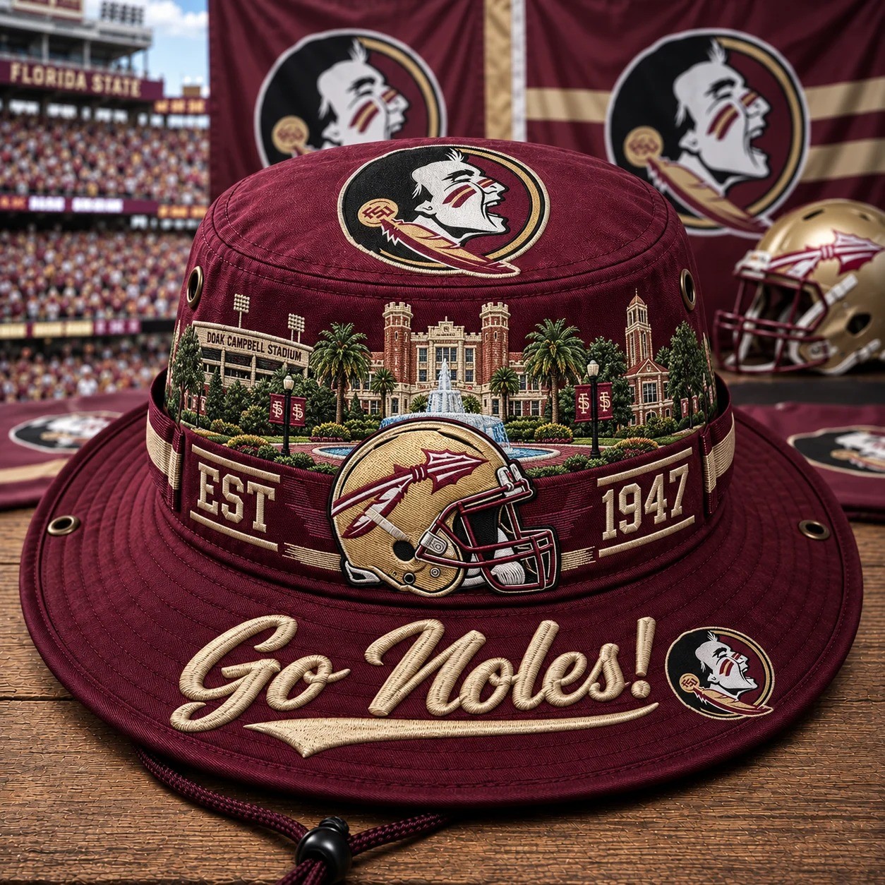 Go Noles Boonie Hat, College Football Fan Wide Brim Game Day Hat