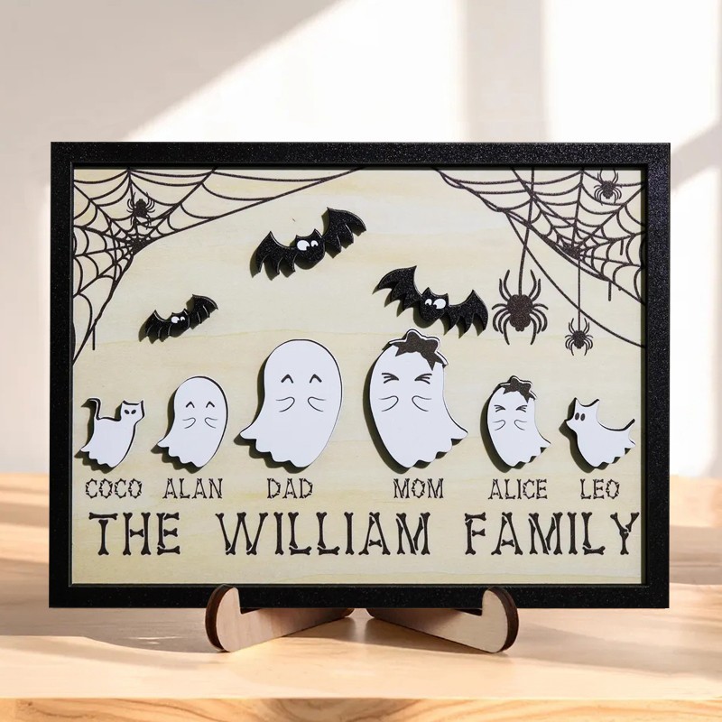 Personalized Halloween Ghost Family Boo Crew Sign Cute Spooky Home Decor