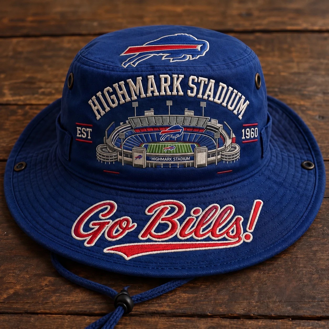 Go Bills Highmark Stadium Boonie Hat, Football Fan Wide Brim Hat, Game Day Outdoor Hat
