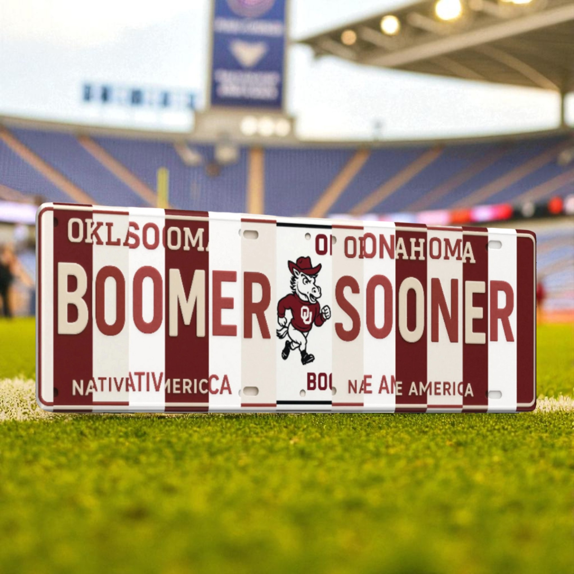 Oklahoma Sooners License Plate Sign College Football Decor Gift for Him