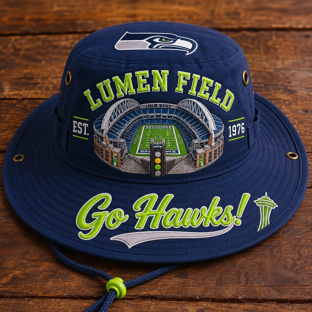 Go Hawks Lumen Field Boonie Hat, Football Fan Wide Brim Hat, Game Day Outdoor Hat