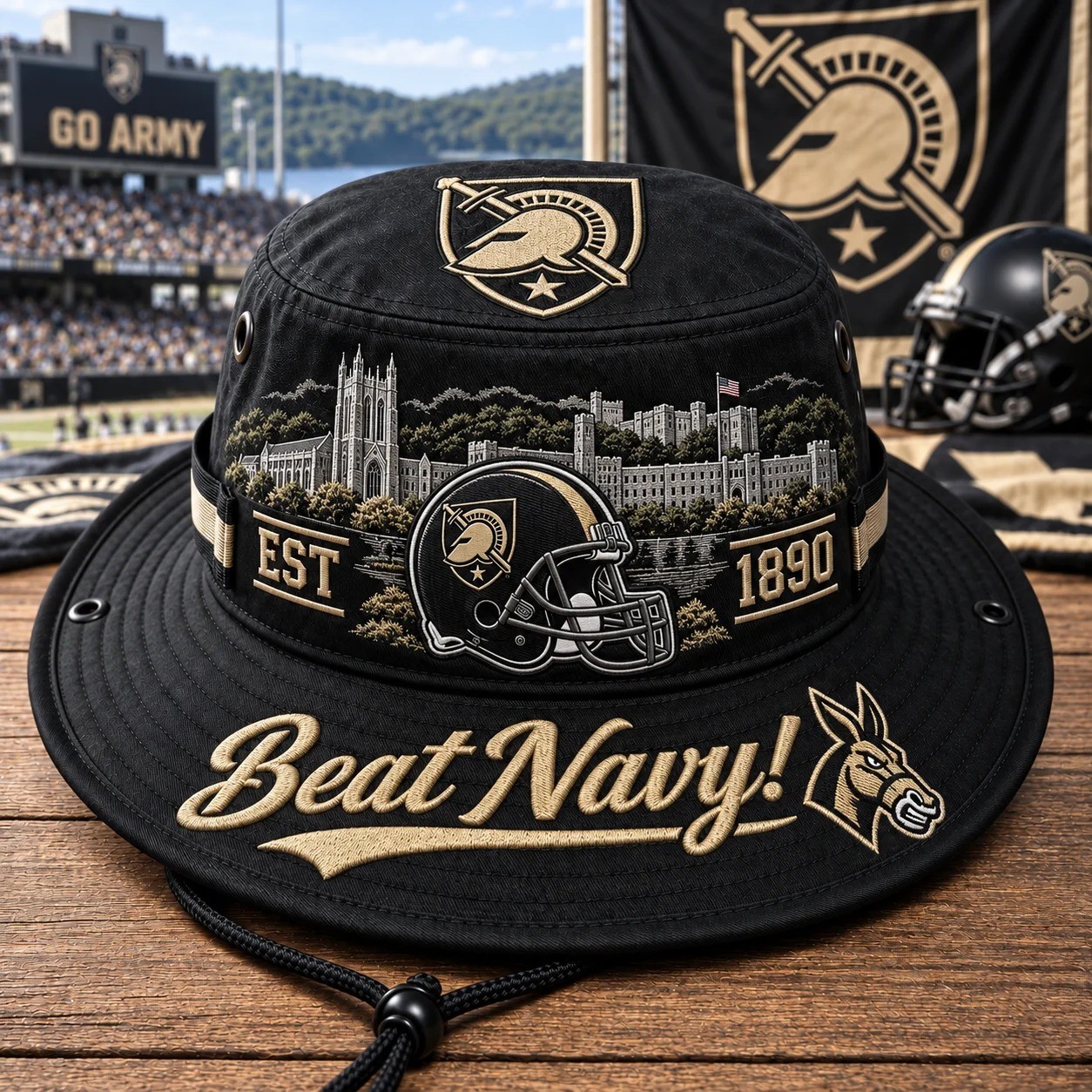 Beat Navy Boonie Hat, College Football Fan Wide Brim Game Day Hat