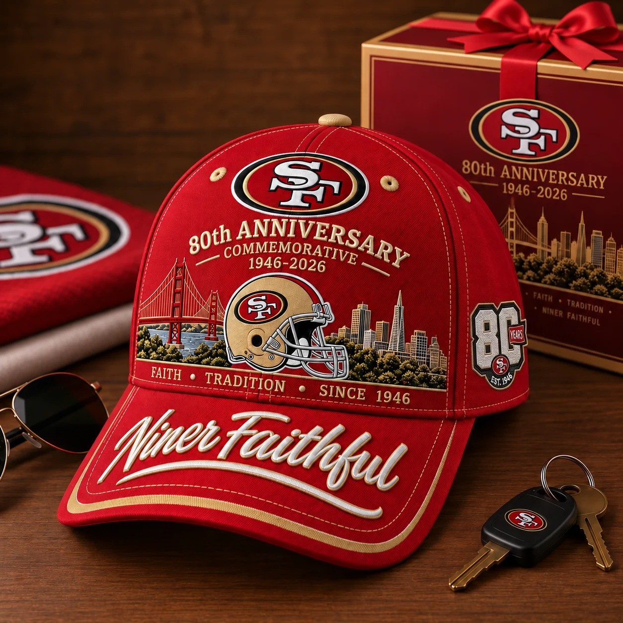 Niner Faithful 80th Anniversary Commemorative Cap, One Size Fits Most