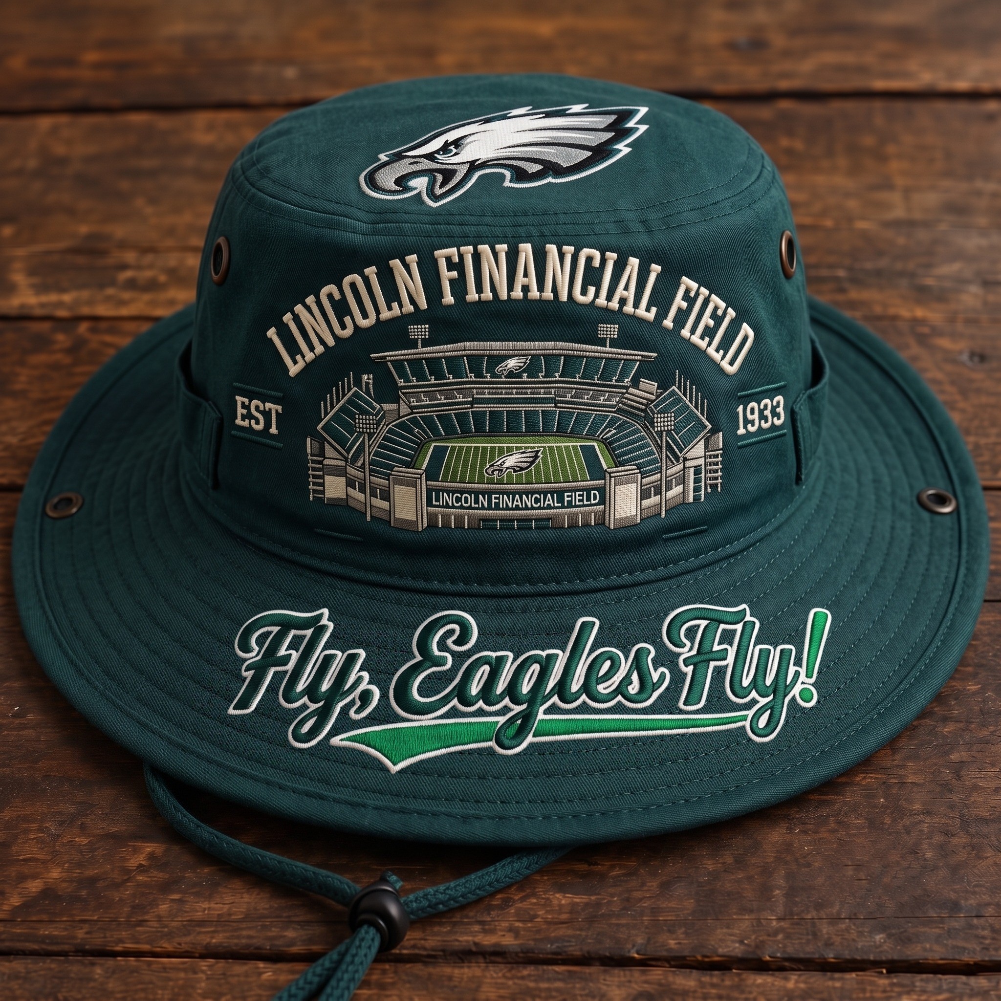 Fly Eagles Fly Boonie Hat, Football Fan Wide Brim Hat, Game Day Outdoor Hat