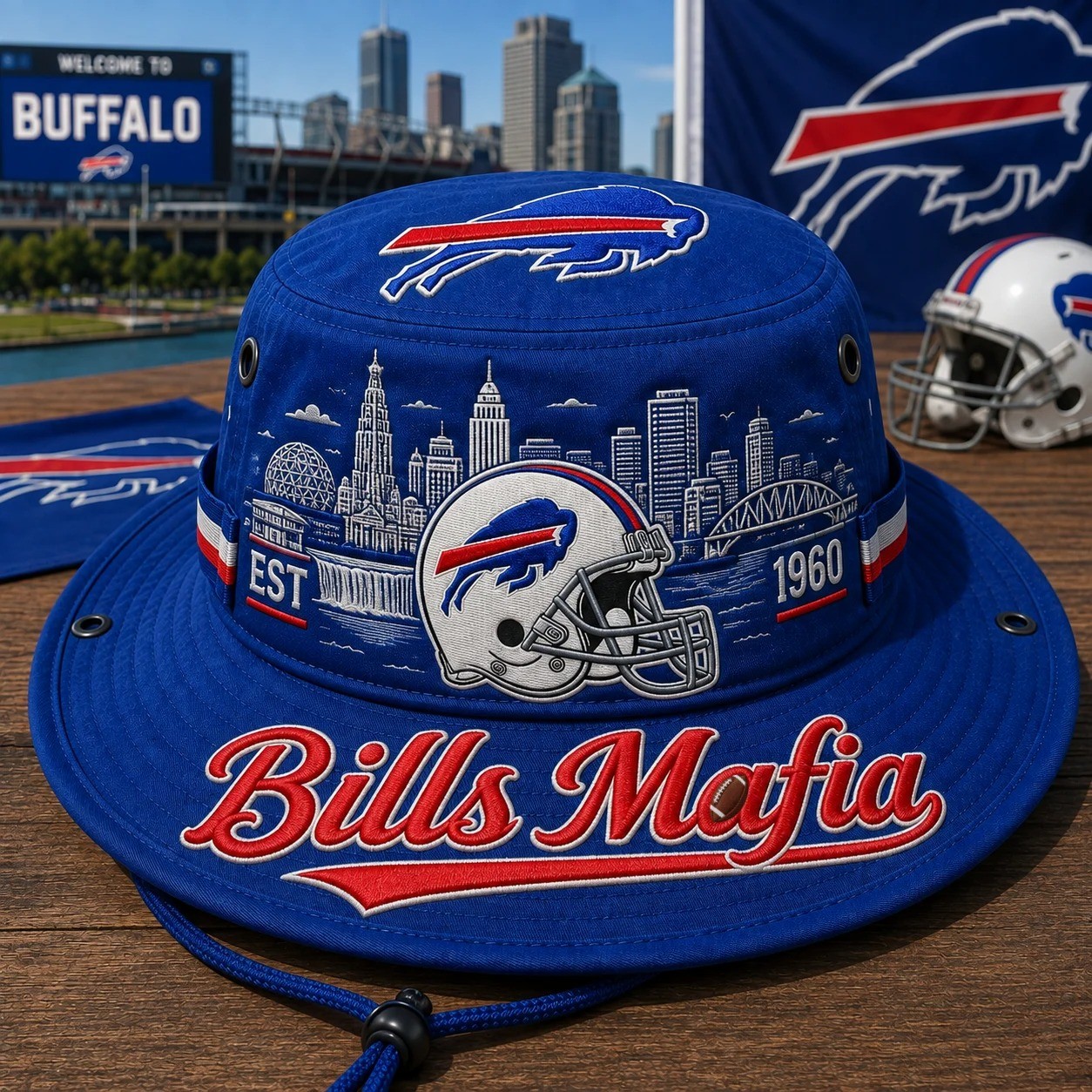 Bills Mafia Boonie Hat, Football Fan Wide Brim Hat, Game Day Outdoor Hat