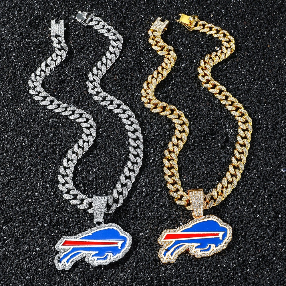 32 Team Football Team Cuban Link Pendant Necklace