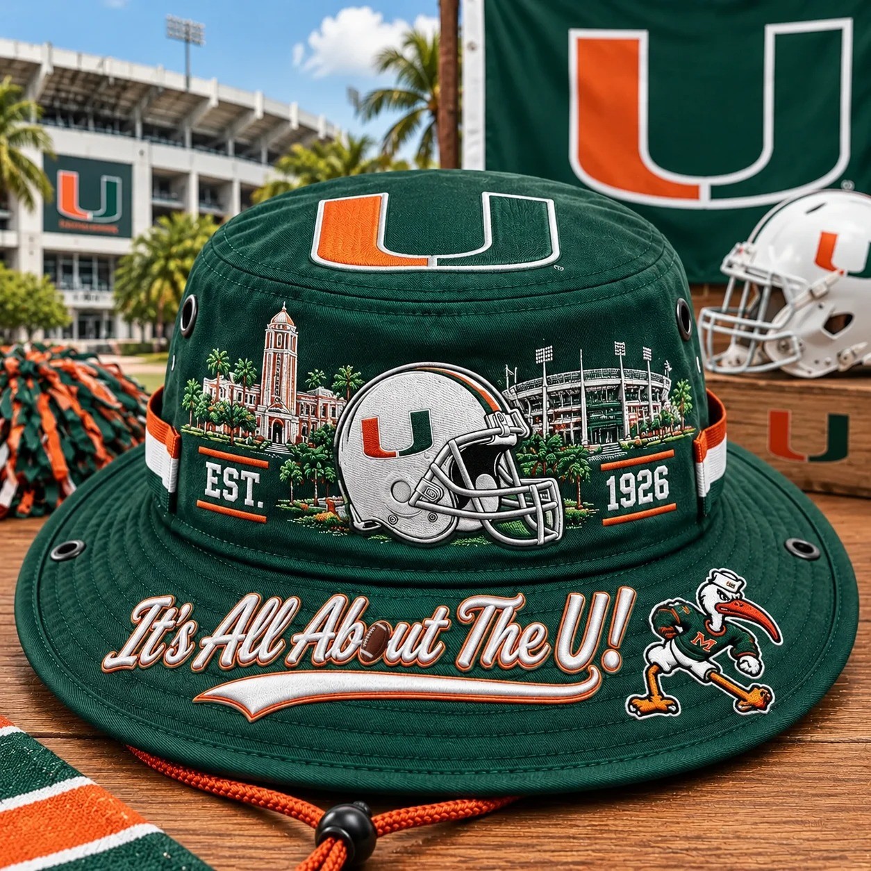 It’s All About The U Boonie Hat, College Football Fan Wide Brim Game Day Hat