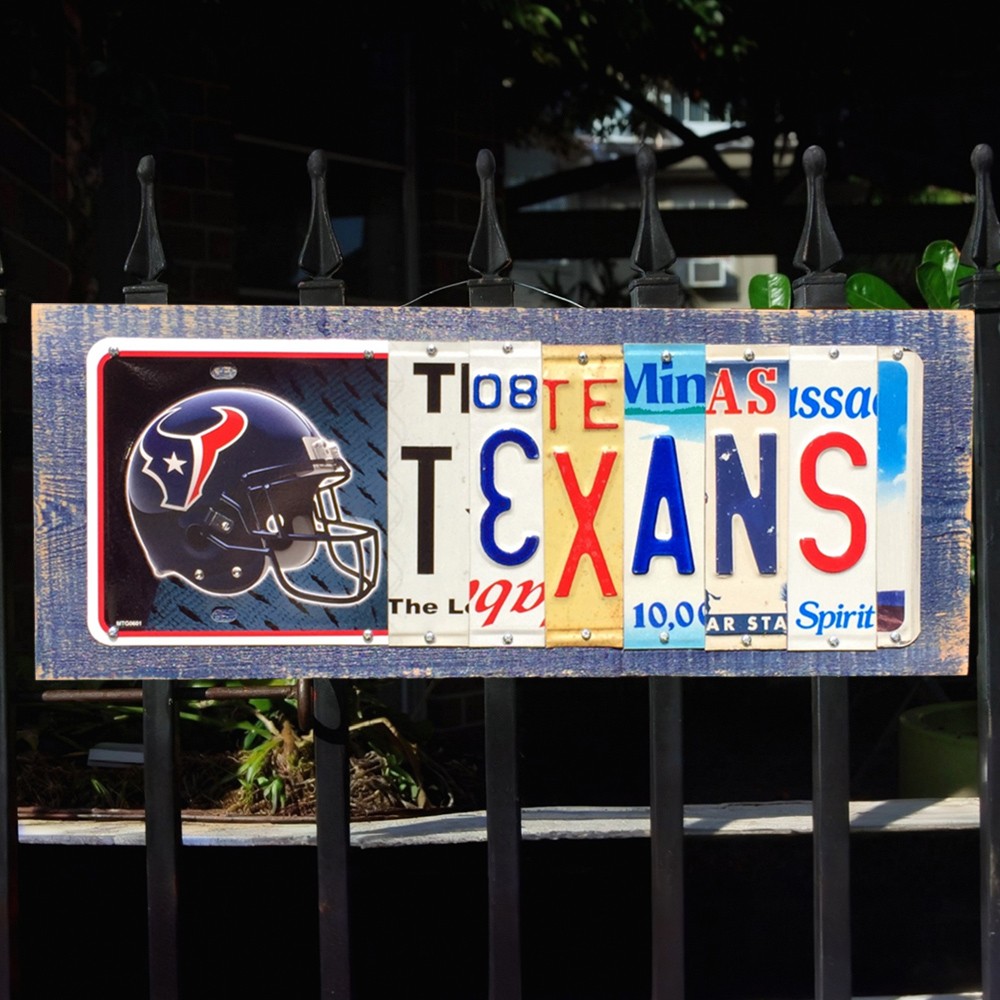 Houston Texans License Plate Sign Football Fan Gift Man Cave Bar Decor