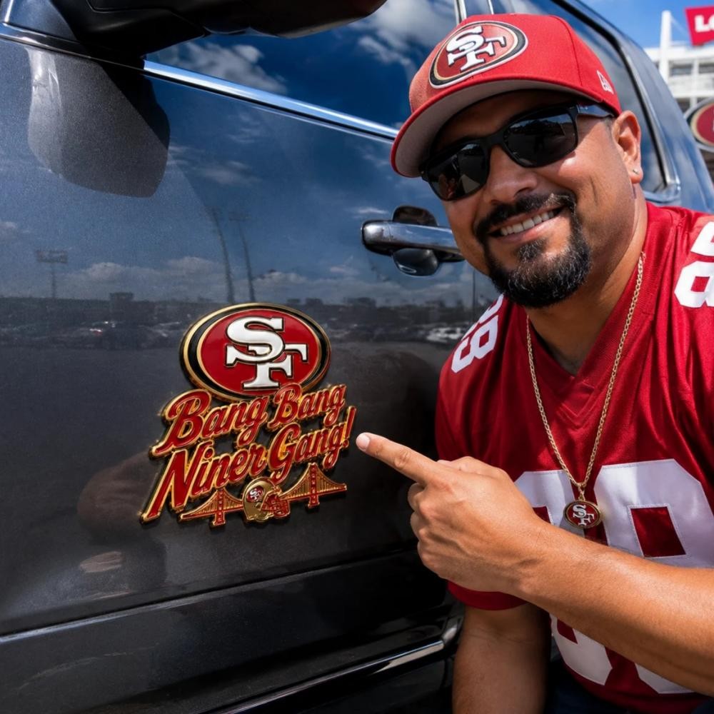 San Francisco 49ers 3D Metal Car Emblem Badge, Premium Football Fan Auto Decor