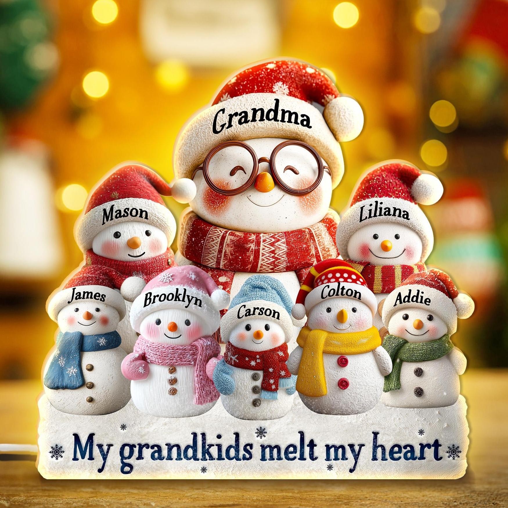 Personalized Snowman Light Box Family Christmas Gift Cozy Winter Home Decor