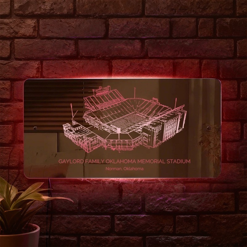 Gaylord Family Oklahoma Memorial Stadium Mirror Light - Gifts For Sports Lovers