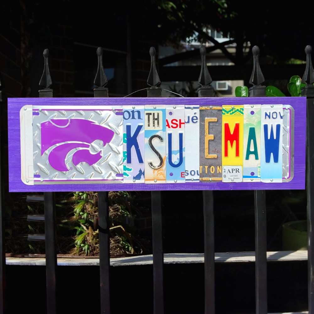 Kansas State Wildcats License Plate Sign Football Fan Gift Man Cave Bar Decor