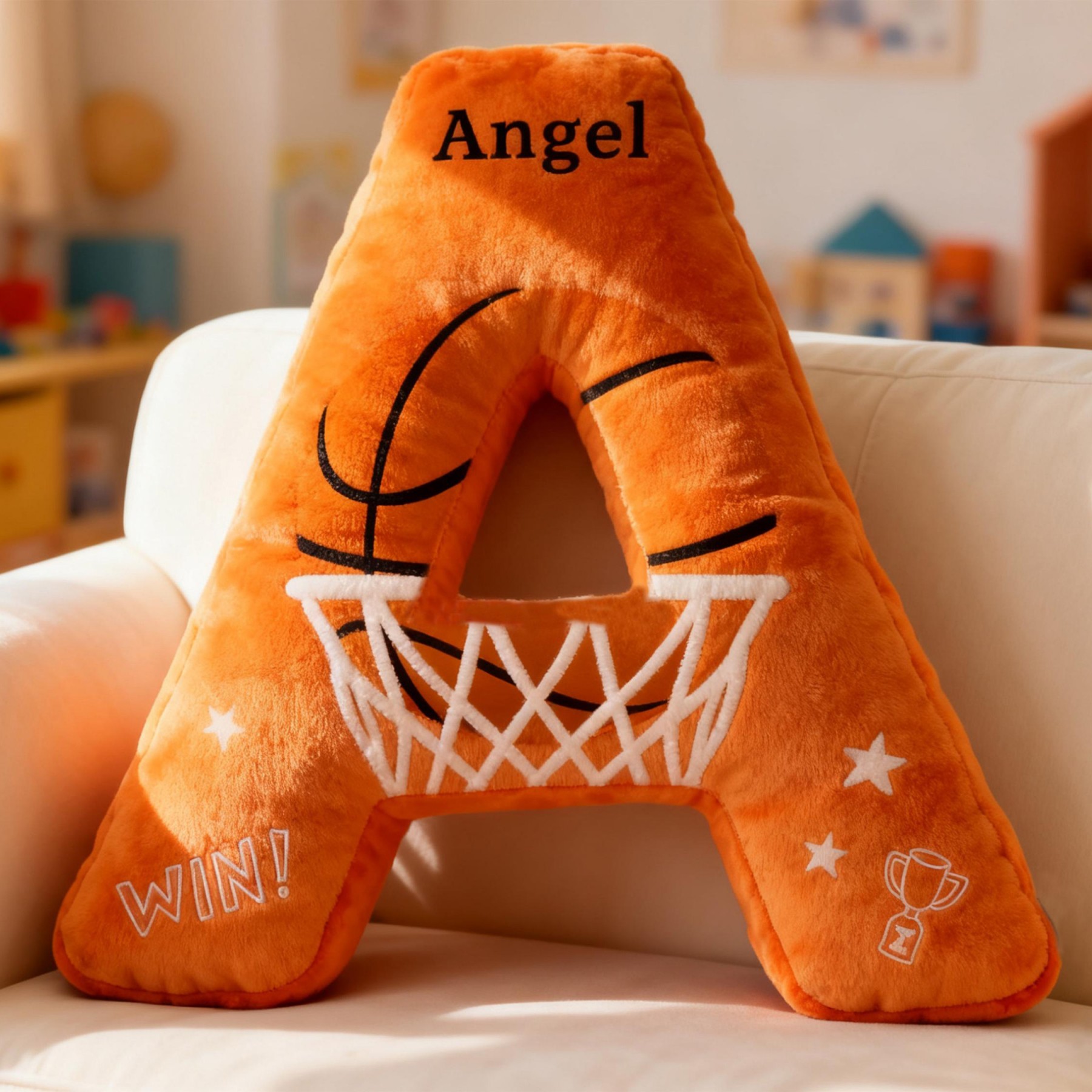 Personalized Basketball Letter Pillow with Custom Name Design