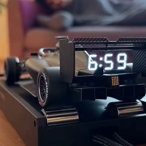 F1 Racing Car Alarm Clock with Realistic Engine Sound Light Effects Gift for Boyfriend