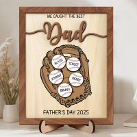 Custom 3D Baseball Dad Sign with Kids Names for Father's Day Gift