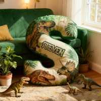 Personalized Dinosaur Letter Pillow with Custom Name Design