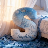 Personalized Cartoon Ice Fairy Tale Letter Pillow with Custom Name Design